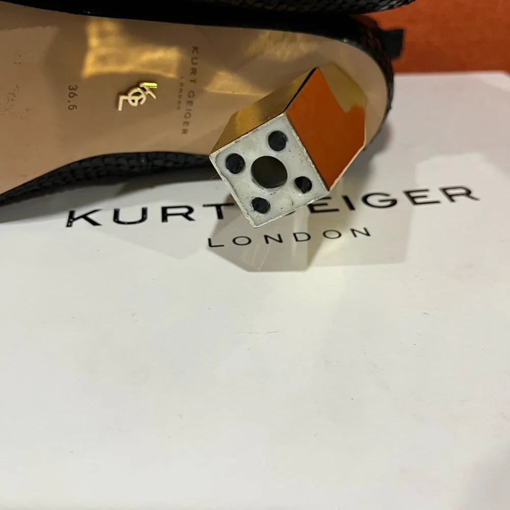 Kurt Geiger Black Snakeskin Boots with Gold Heel - Picture 10 of 10